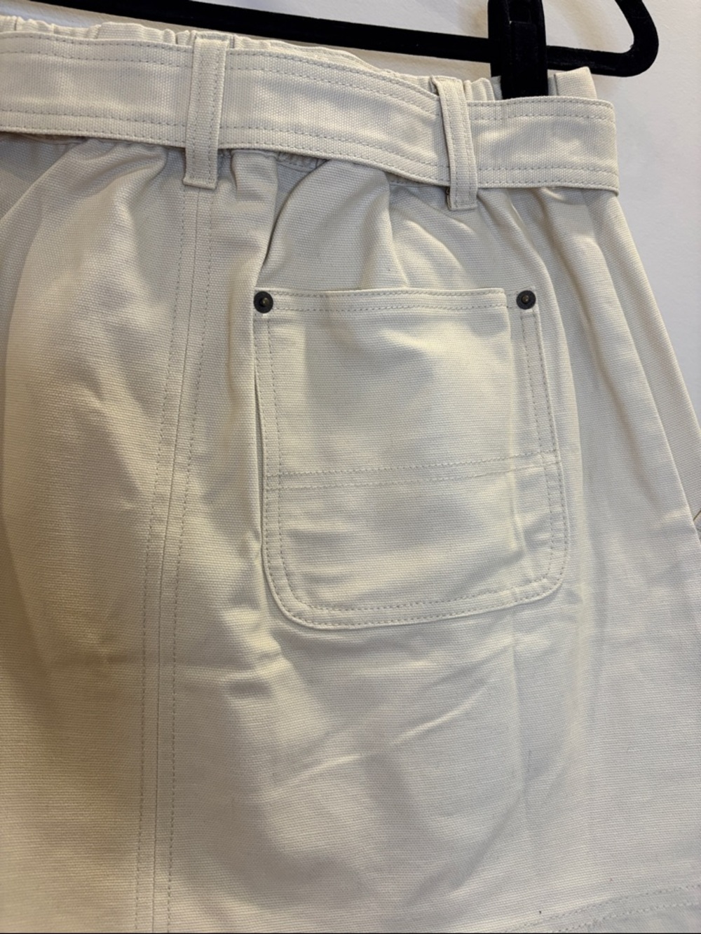 Woolrich Cream Belted Mini A-Line Cotton Skirt Size Small - Picture 7 of 10